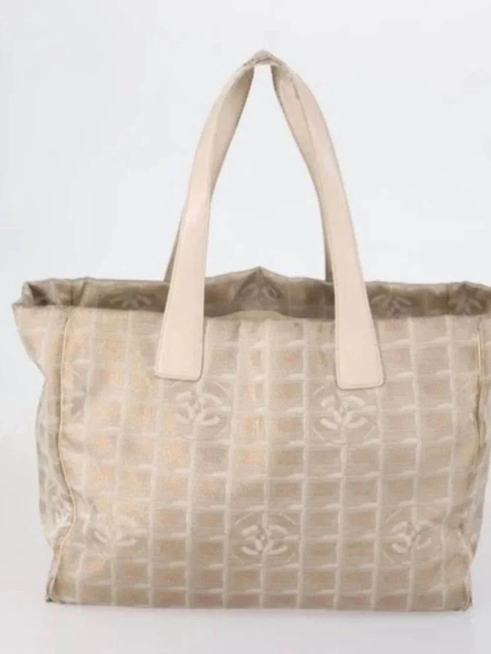 CHANEL New Travel Line Tote Bag Nylon 3 Set Pink Beige CC Auth ti3465